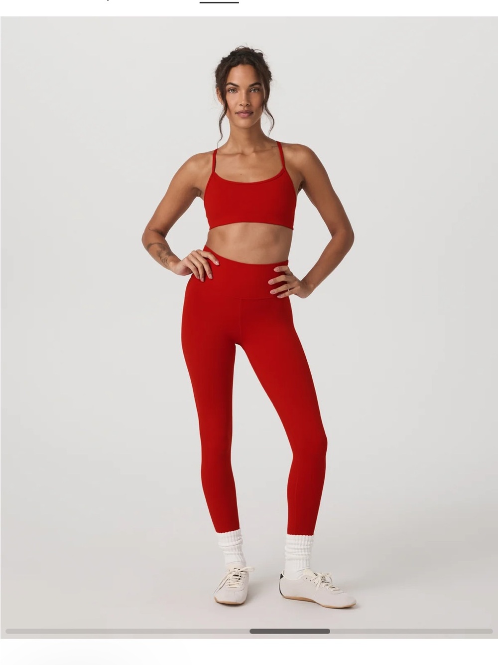 Vuori High-Waist Red Athletic Leggings & Crop Top Set size small